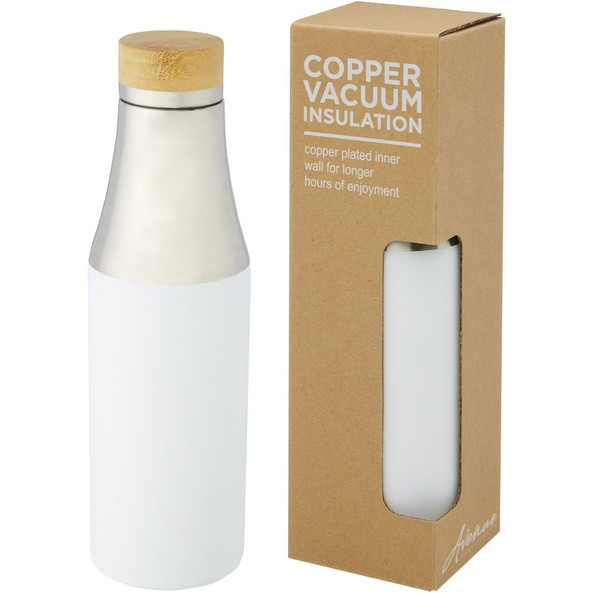 EgotierPro 100667 - Bouteille Isotherme en Acier Inoxydable avec Couvercle Bambou