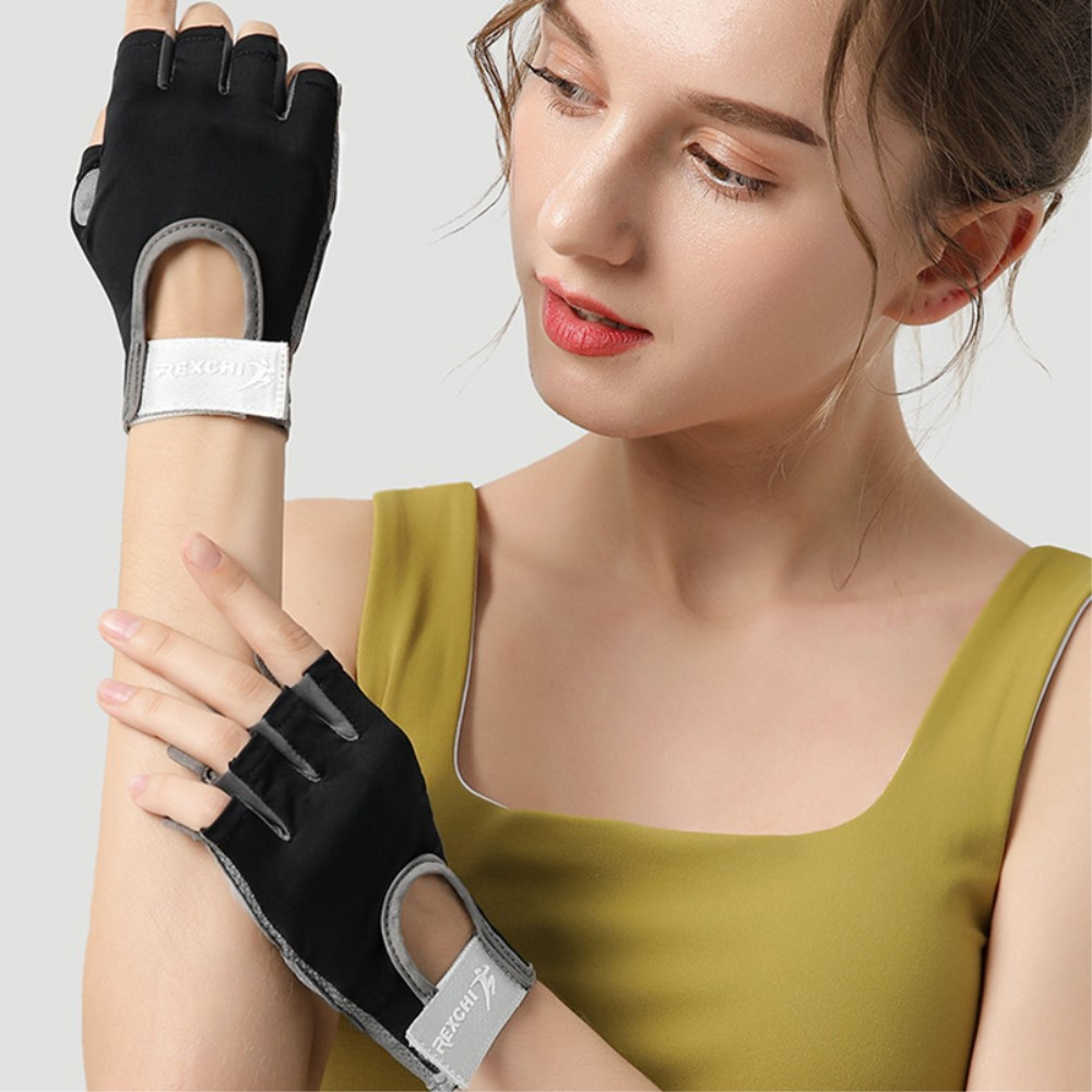 (1 Paar) Gr. S Atmungsaktive Fitness Trainingshandschuhe Rutschfeste Gym Handschuhe für Krafttraining / Bodybuilding / Crossfit - Schwarz