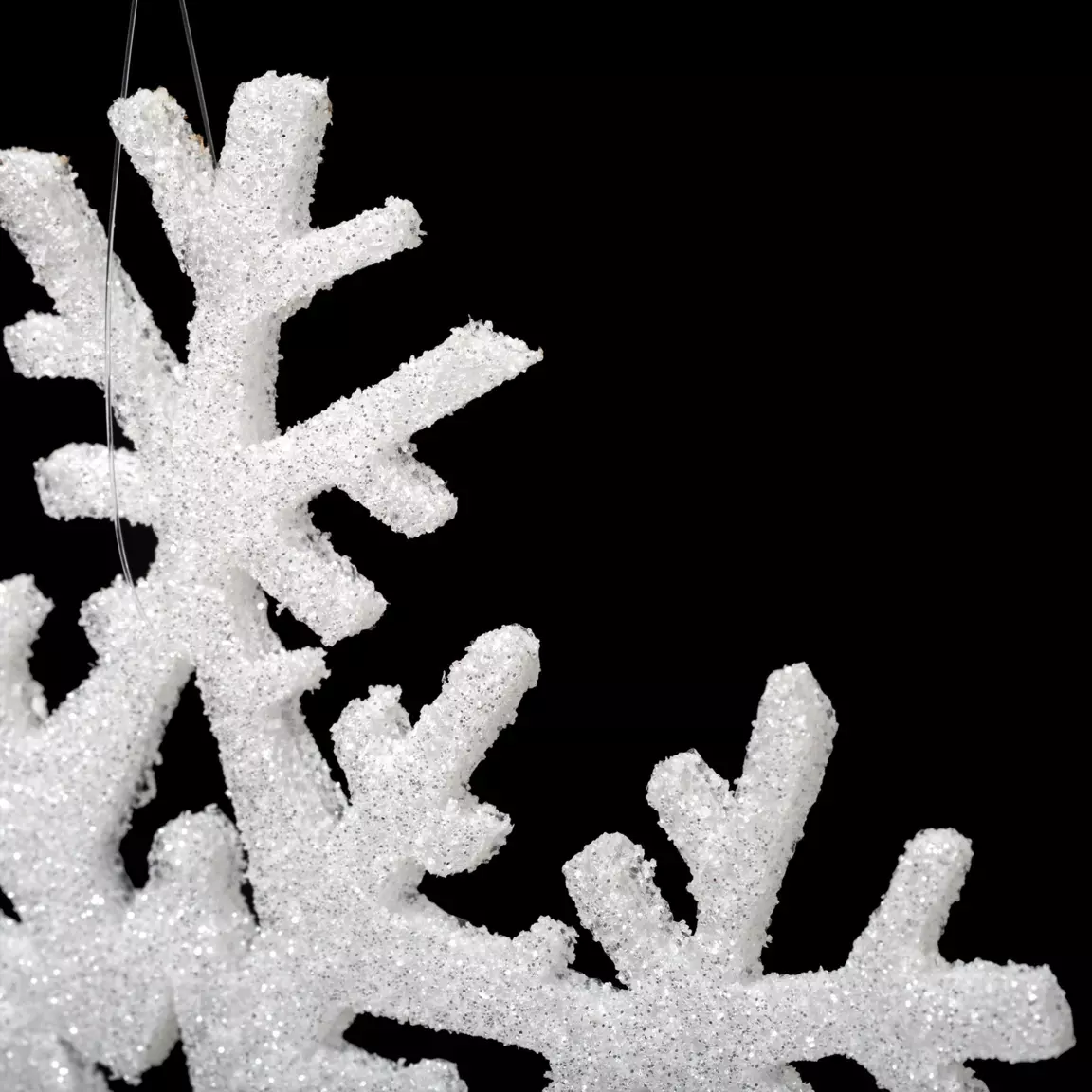 Lot de 6 flocons de Noël à suspendre (D20 cm) Pailletés Blanc