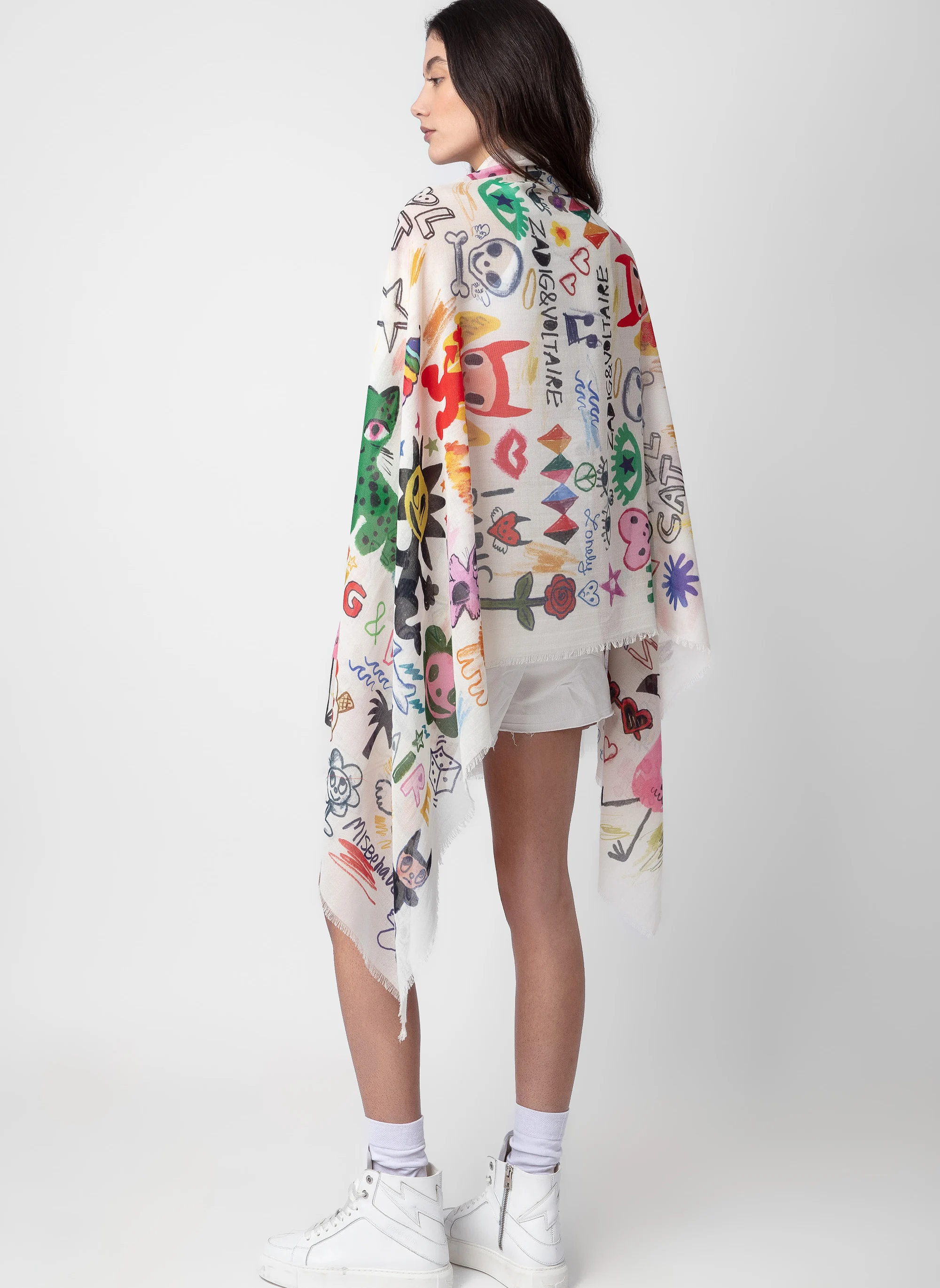 MAXI DELTA - Foulard en coton imprimé | Blanc