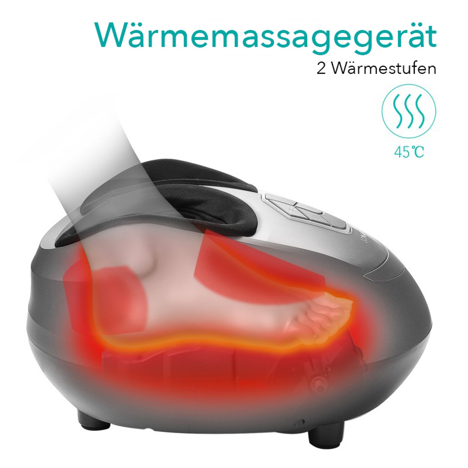 NAIPO Fußmassagegerät Elektrisch Fußmassage Gerät mit Wärmefunktion Shiatsu Fuss Massage Kneten Klopf Füße mit Rollen & Luftkompression gegen müde Füße und Beine für Zuhause Büro