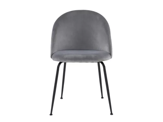 Lot de 2 chaises en velours et acier inoxydable noir - Gris - MELBOURNE