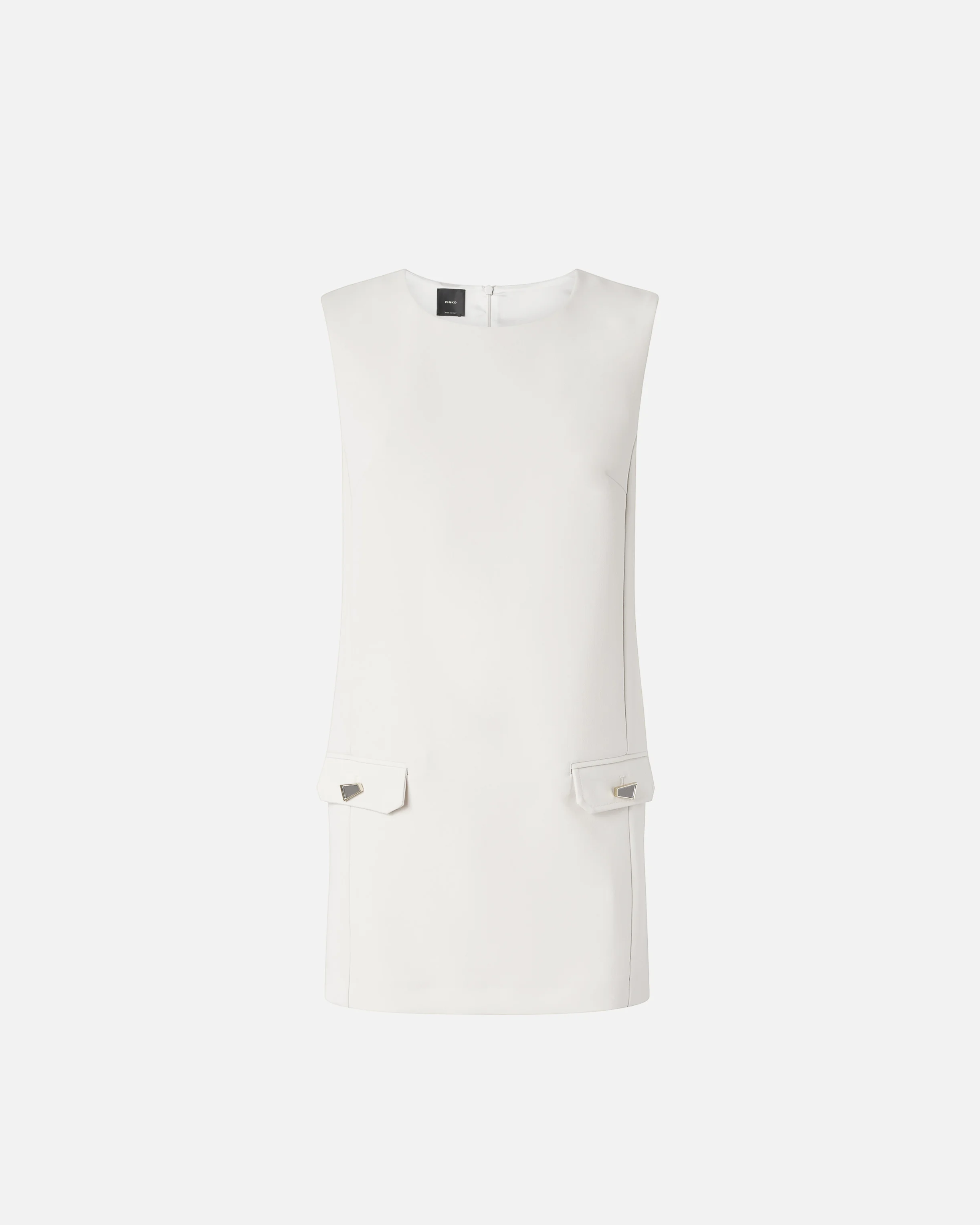 Robe courte sans manches avec rabats avant | Beige