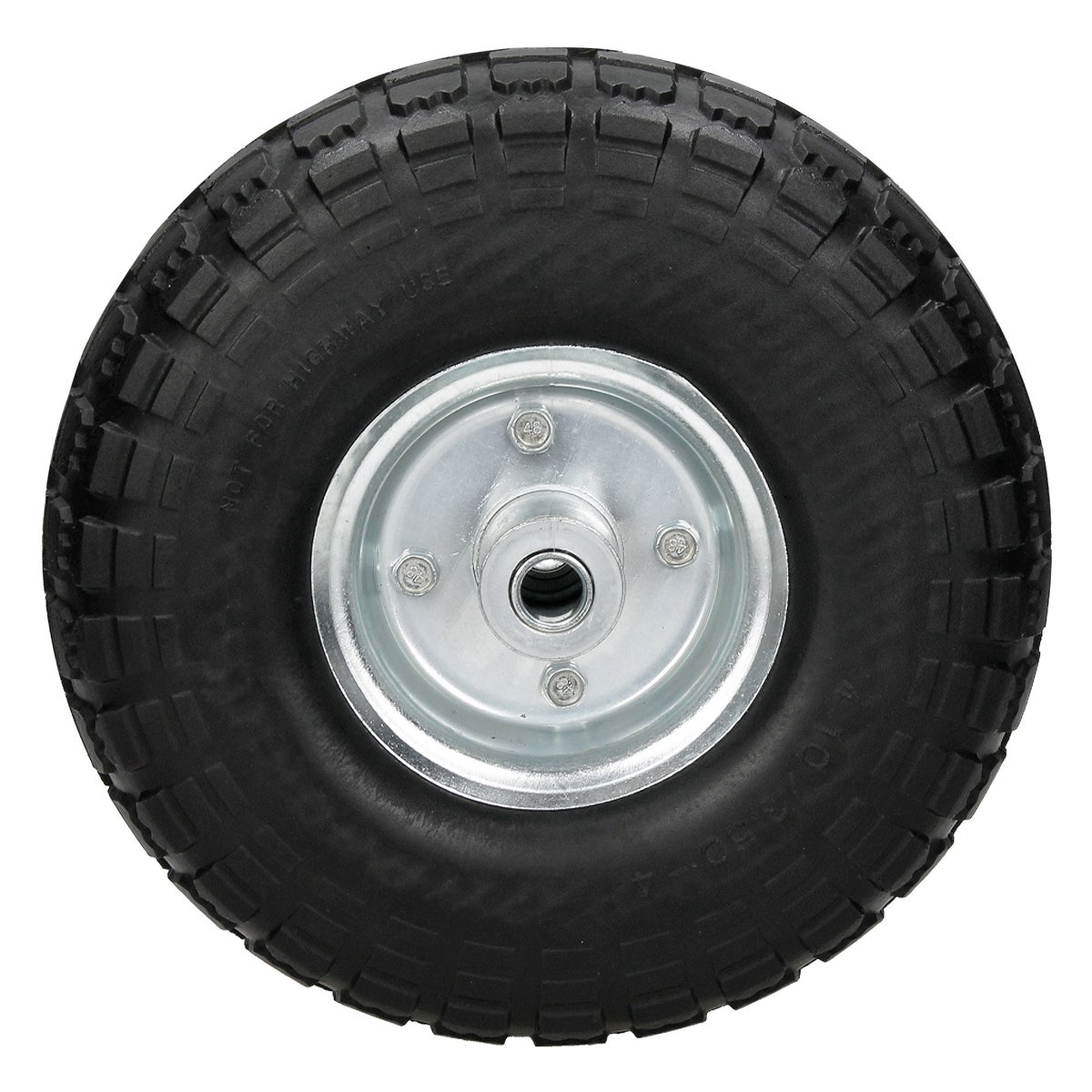 ECD Germany steekwagenwiel, blokprofiel, van lekvrij massief PU-rubber, 4.10/3.50-4 Ø260x85mm, met kogellager en stalen velg, draagvermogen 130kg, zwart, wagenwiel, steekwagenwiel, reservewiel, band