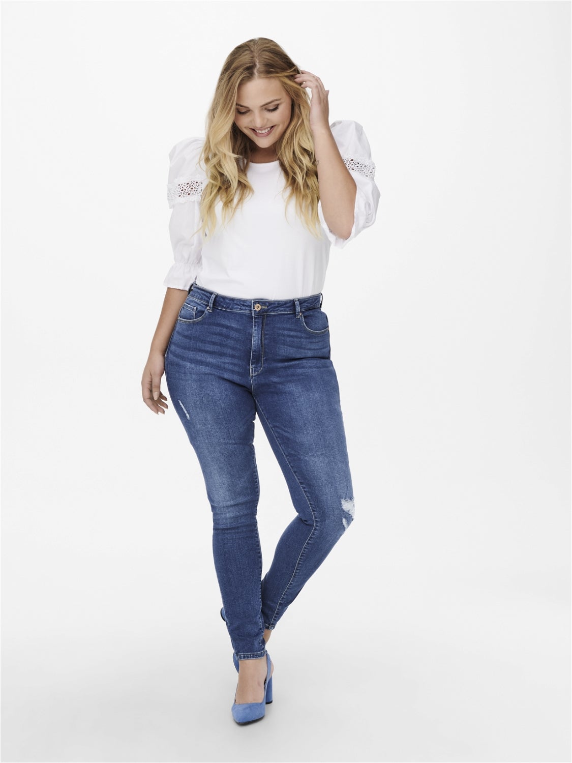 CARLAOLA Hohe Taille Skinny Fit Jeans Medium Blue Denim
