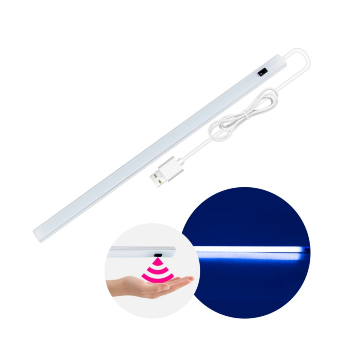 (40cm) Dimmbare USB LED Lichtleiste mit Gestensteuerung und 35 LED's   Klebe Halterung - Kaltweiss