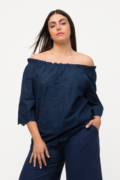 Carmenbluse, schulterfrei, A-Linie, Spitze, Halbarm