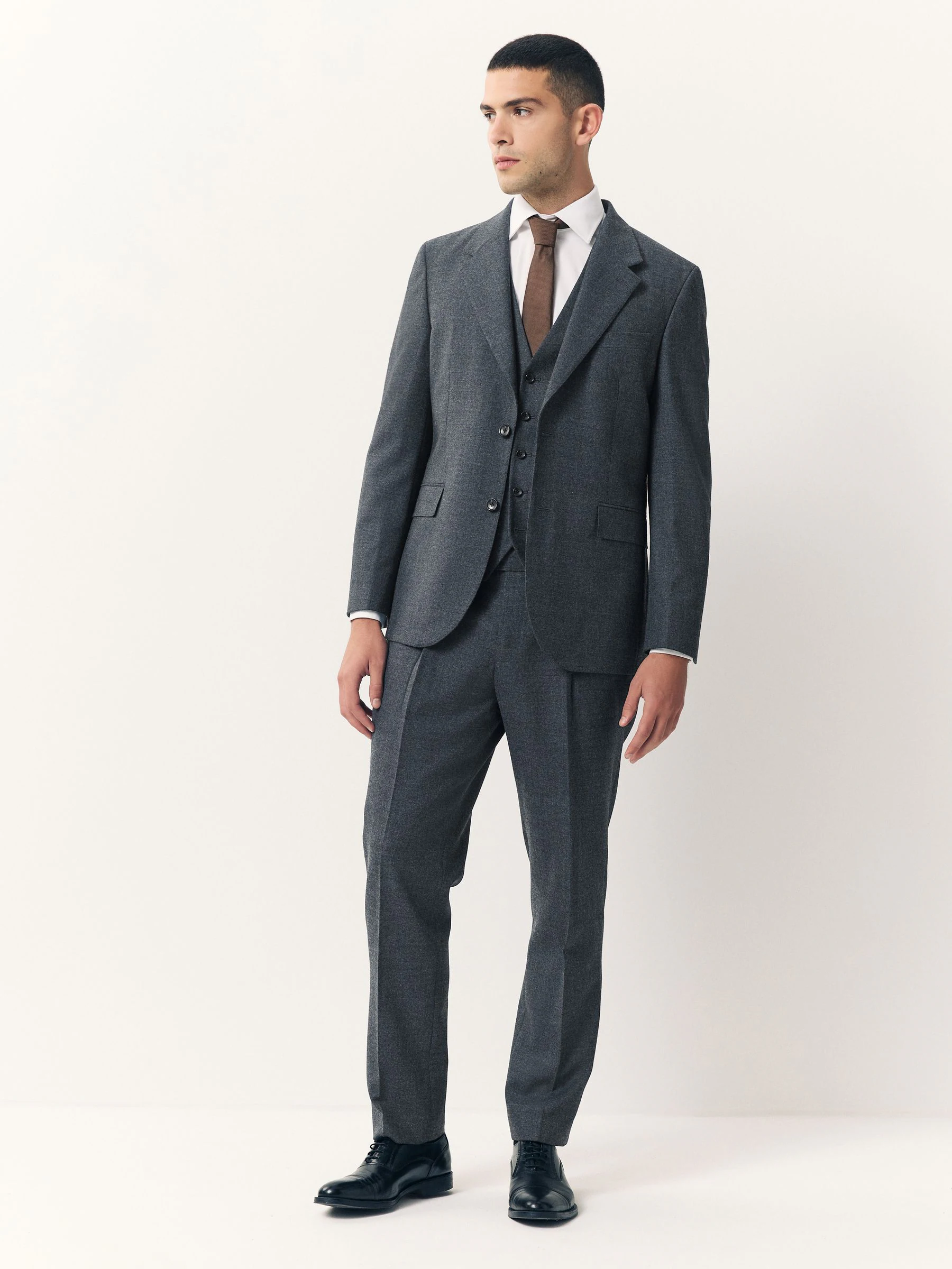 Blauw - Tailored Fit Merino Wool Blend Suit Jacket
