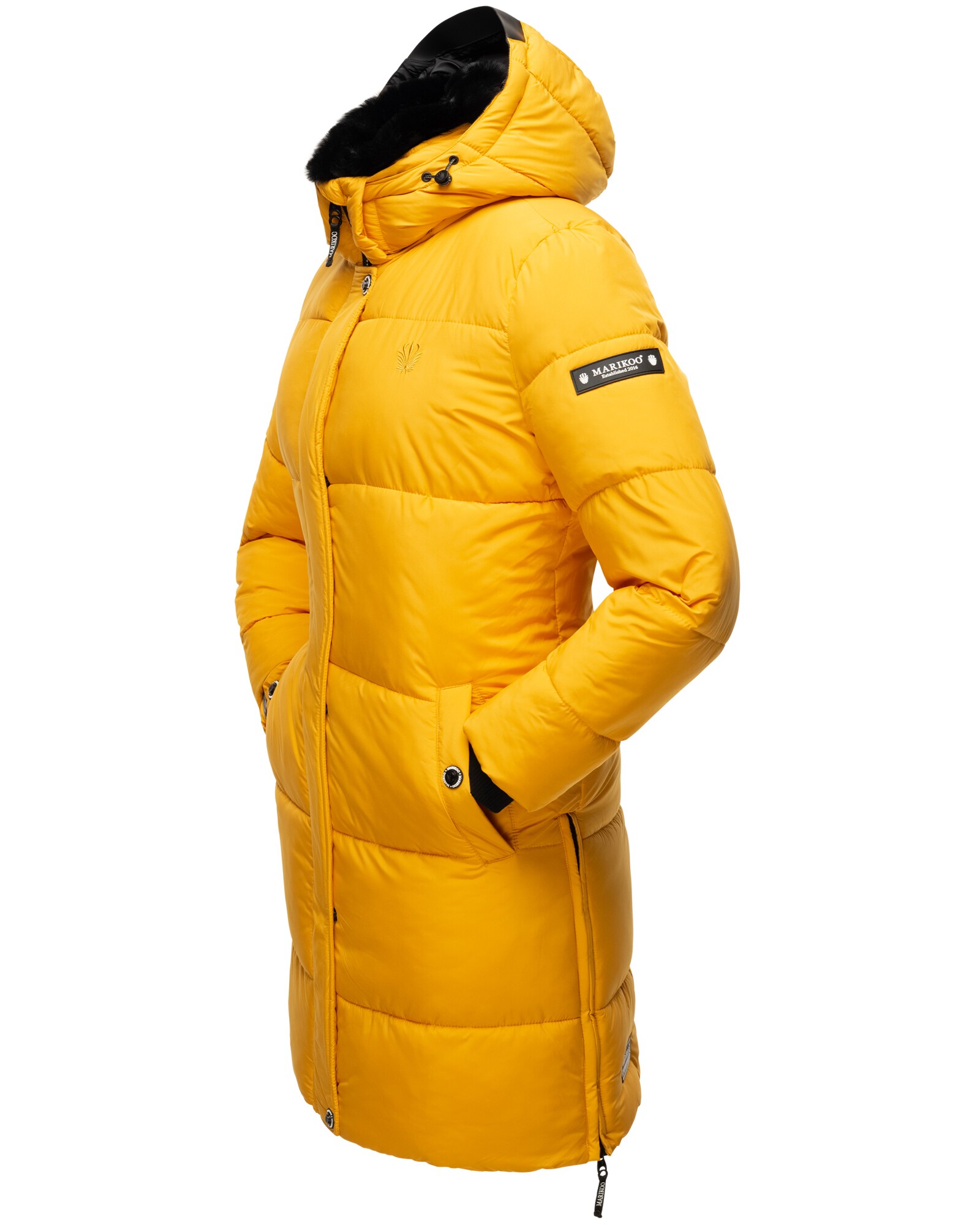 MARIKOO Damen Winterjacke Steppmantel Weichem Innenkragen & Abnehmbarer Kapuze Streliziaa
