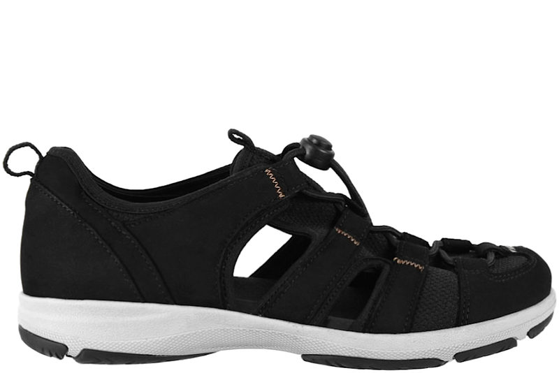 NEW FEET TRAVE SANDAL I SORT NUBUCK MED LUKKET TÅ