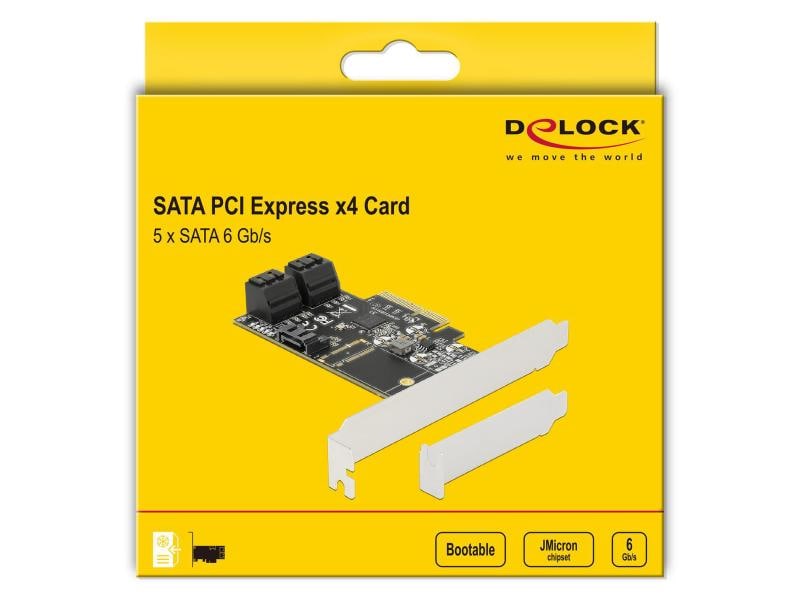 Delock SATA-Controller 5 Port SATA Kontroller PCI-Express-x Delock 5 Port SATA PCI Express x4 Karte – Low Profile Formfaktor