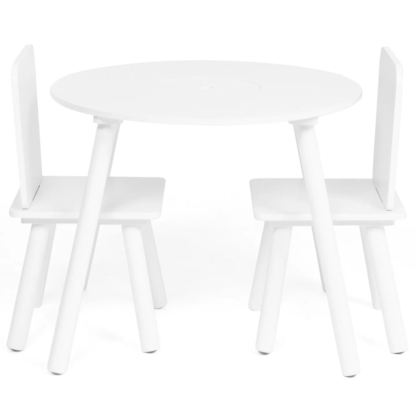 Table + 2 chaises enfant CANDICE avec espace de rangement en bois blanc