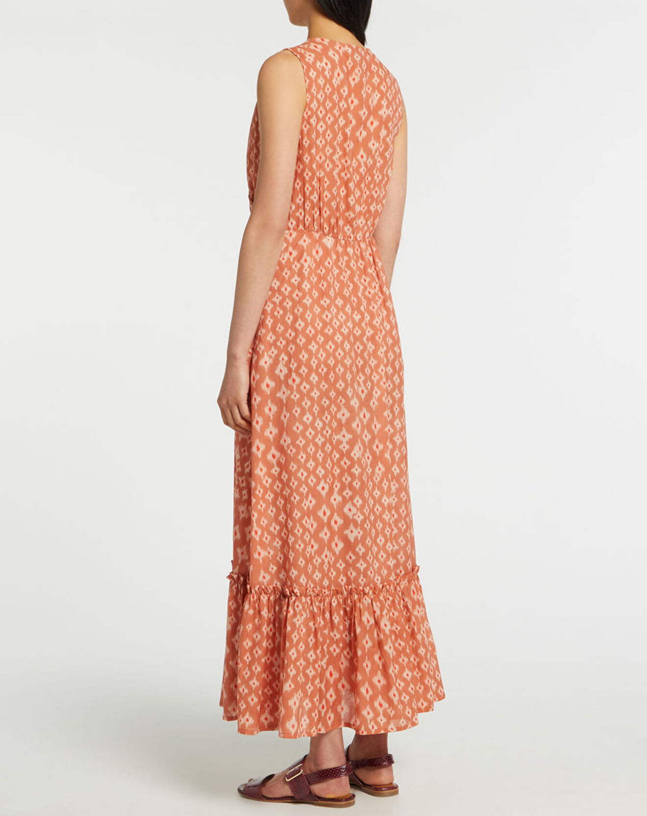 Galeries Lafayette Robe maxi Gloria imprimé saumon