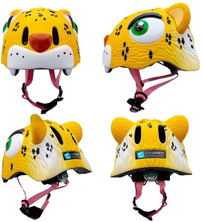 Crazy Safety Fahrradhelm m. Light - Leopard - Gelb