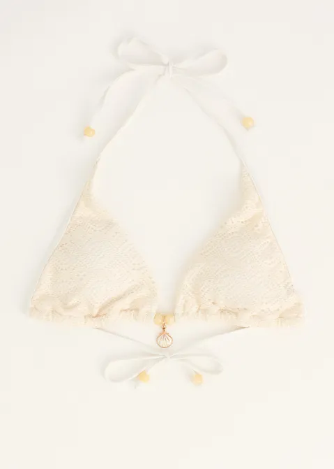 Triangel bikini top met kant off-white (ECRU)