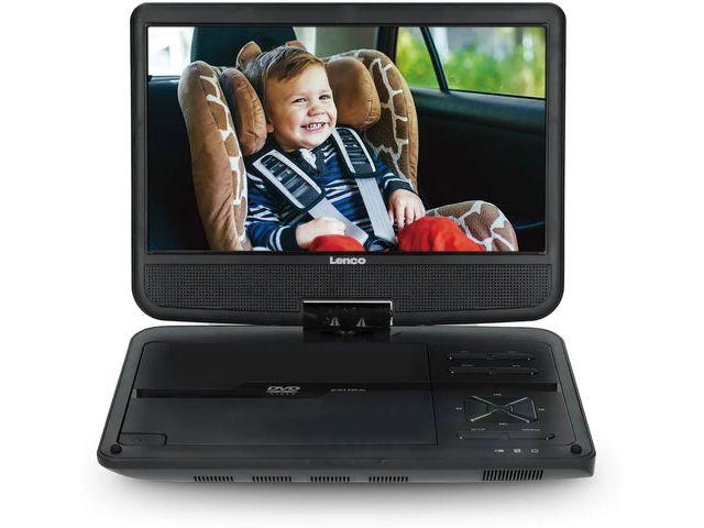 Lenco Portabler Dual DVD Player DVP-1046BK Zwei tragbare 10-Zoll-DVD-Player mit aufladbarem Akku