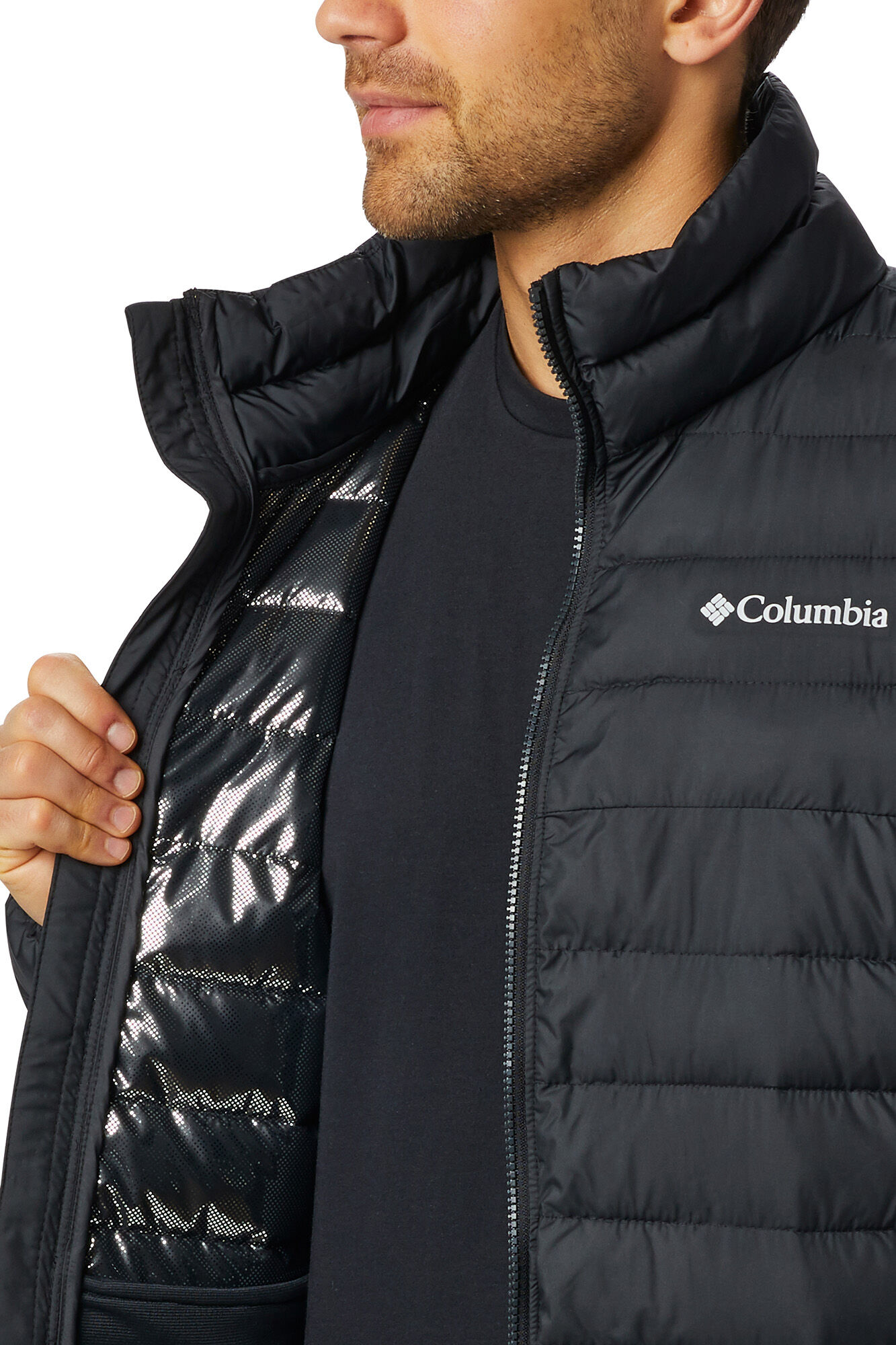 Jaqueta com capuz Columbia Powder Lite™ masculina - Cinza escuro
