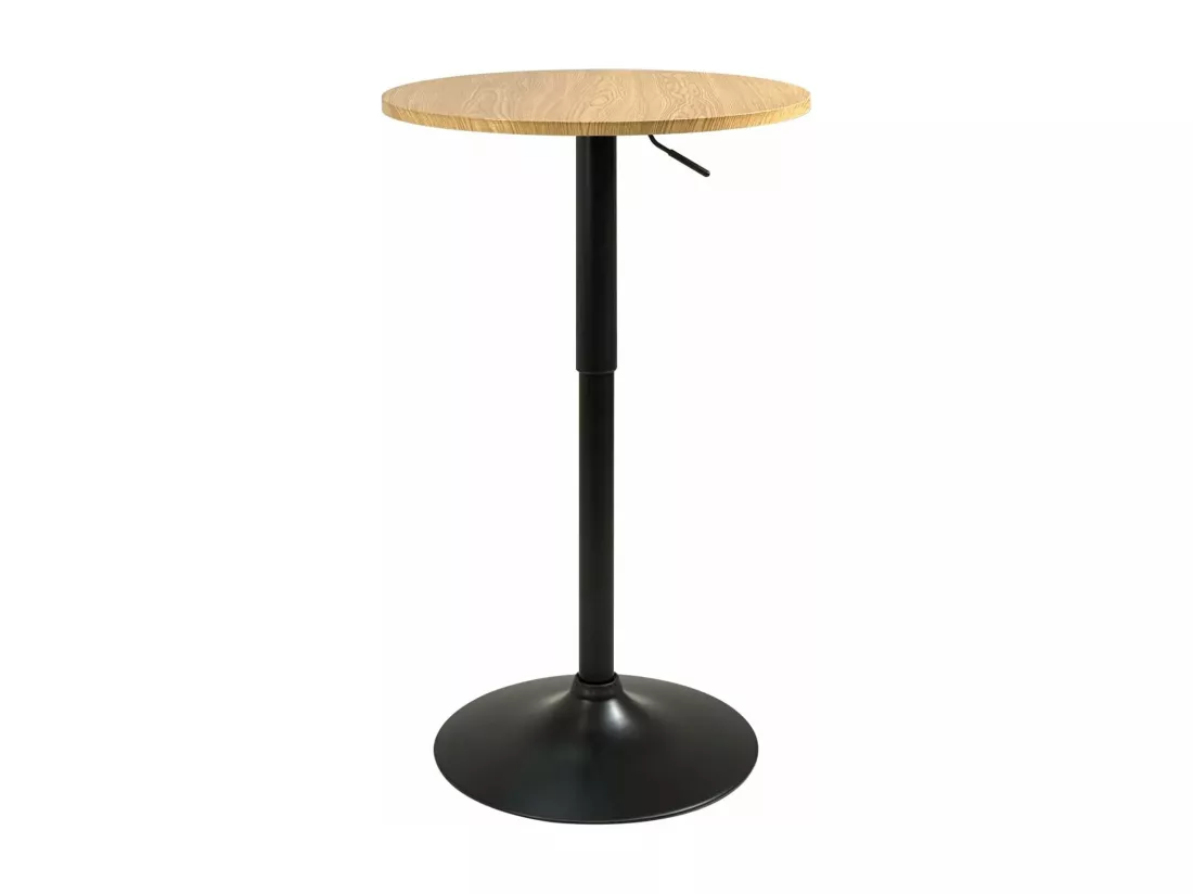 Table de Bar Haute Ø60 cm – Mange-Debout hauteur réglable et Pivotant SETI (Bois Noir)