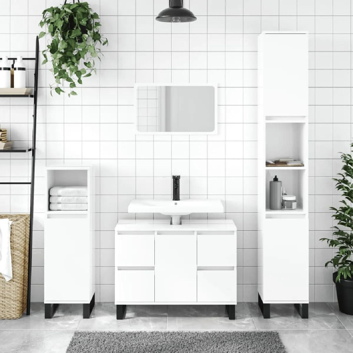 VidaXL Armoire Blanc Brillant 80 cm