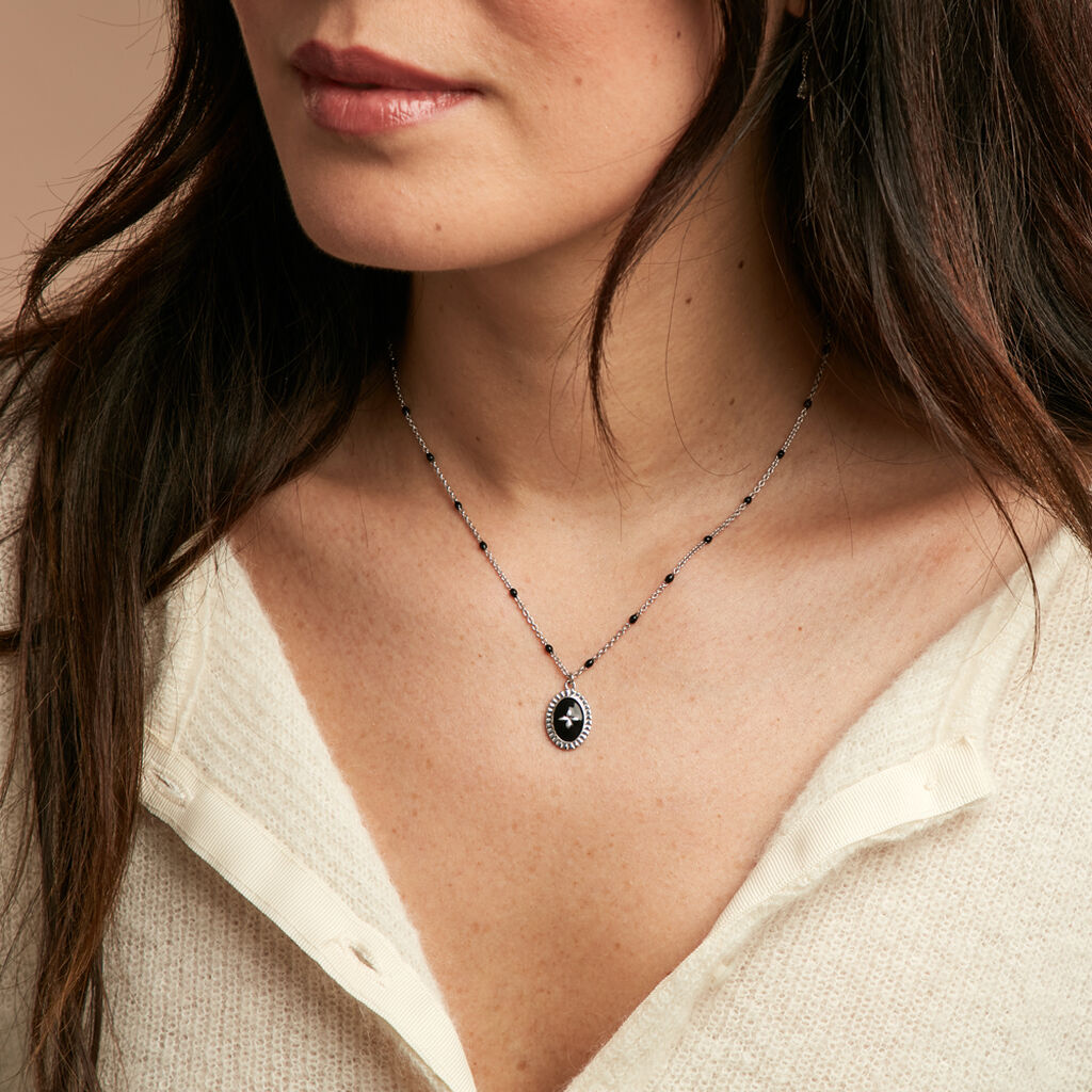 Collier Polka Argent Blanc