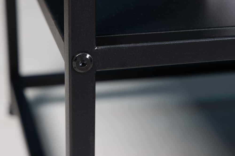 Moderner Beistelltisch DURA STEEL 50cm schwarz Metall mit Ablagefach