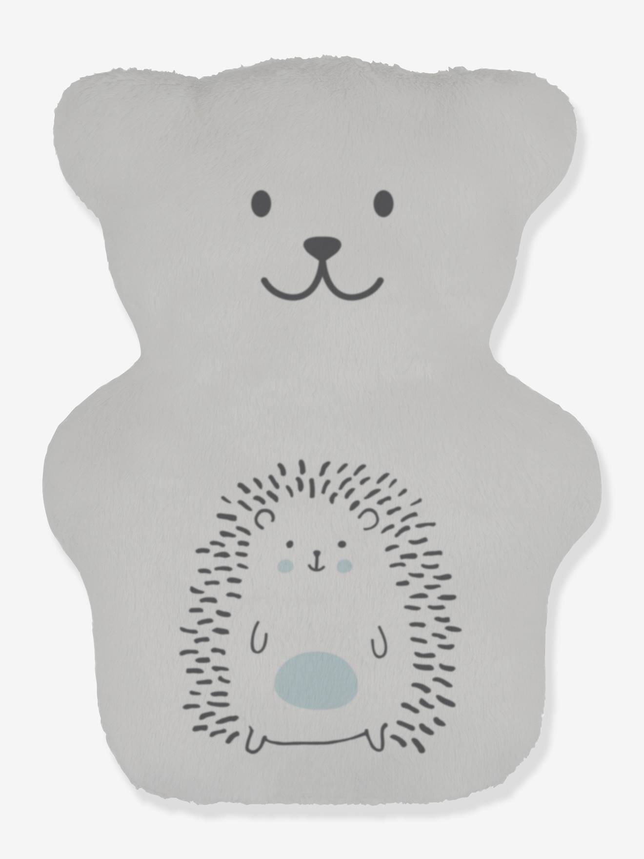 Urso de pelúcia terapêutico Beke Bobo, branco escuro liso com motivos.