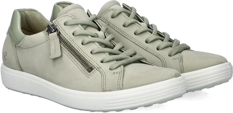 ECCO Soft 7 Side Zip Sneakers groen Nubuck Dames