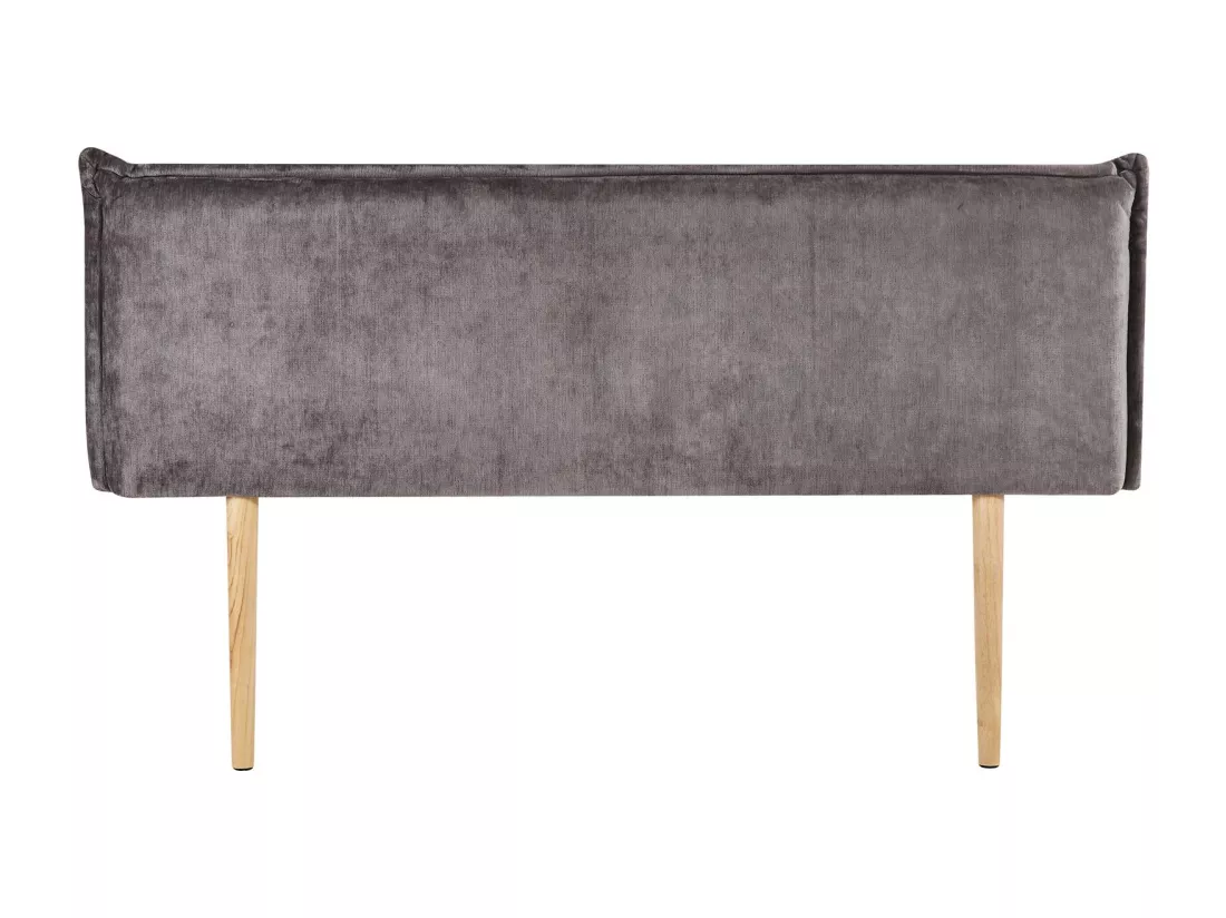Tête de lit OVIO 160 rembourrée, En tissu polyester pour lit 160 cm, Sur pieds en bois, Gris