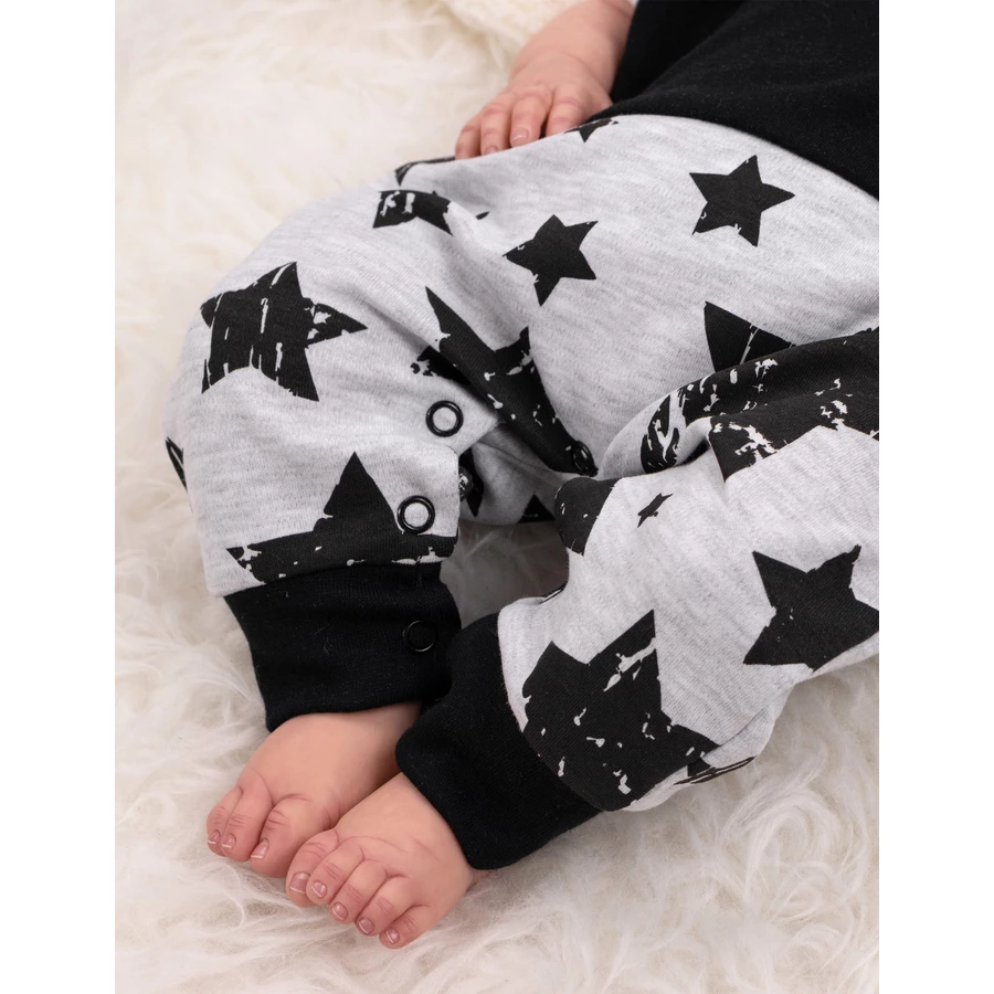 Baby Sweets 2tlg Set Strampler + Halstuch Lieblingsstücke Sterne schwarz grau