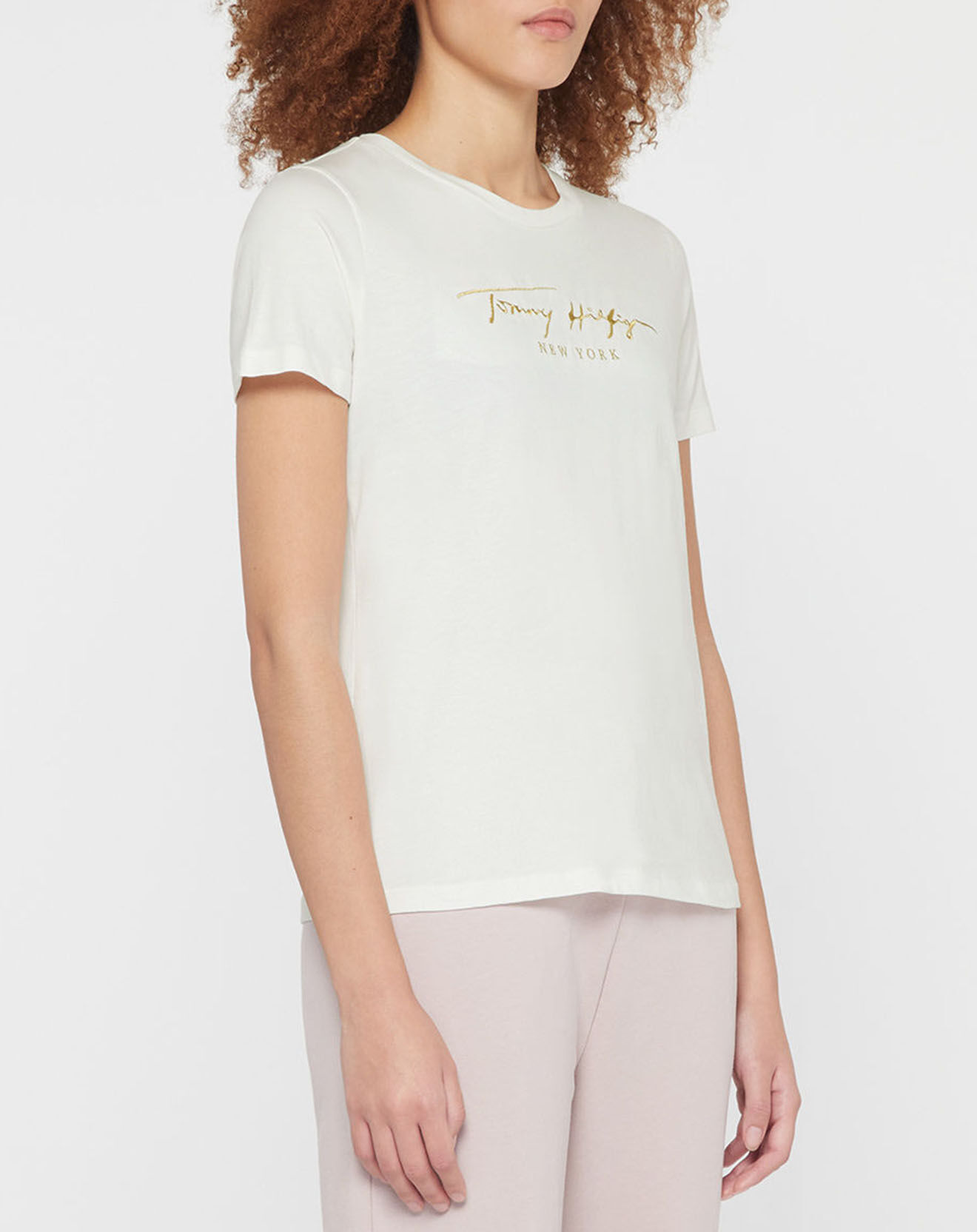 Tommy Hilfiger T-Shirt 100% Coton Bio Lurex écru