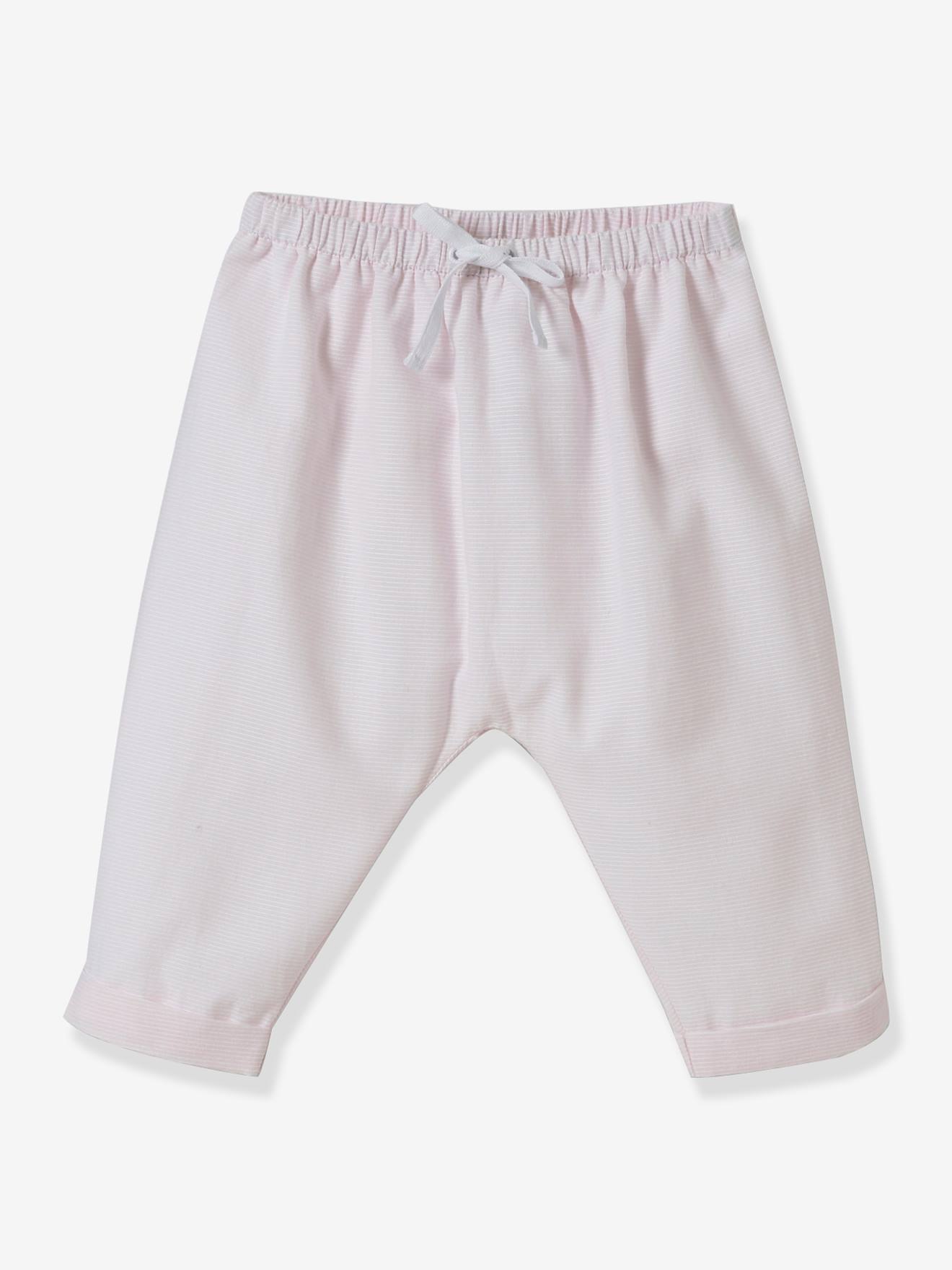 Calças harém para bebê CYRILLUS em malha piqué de algodão rosa claro liso
