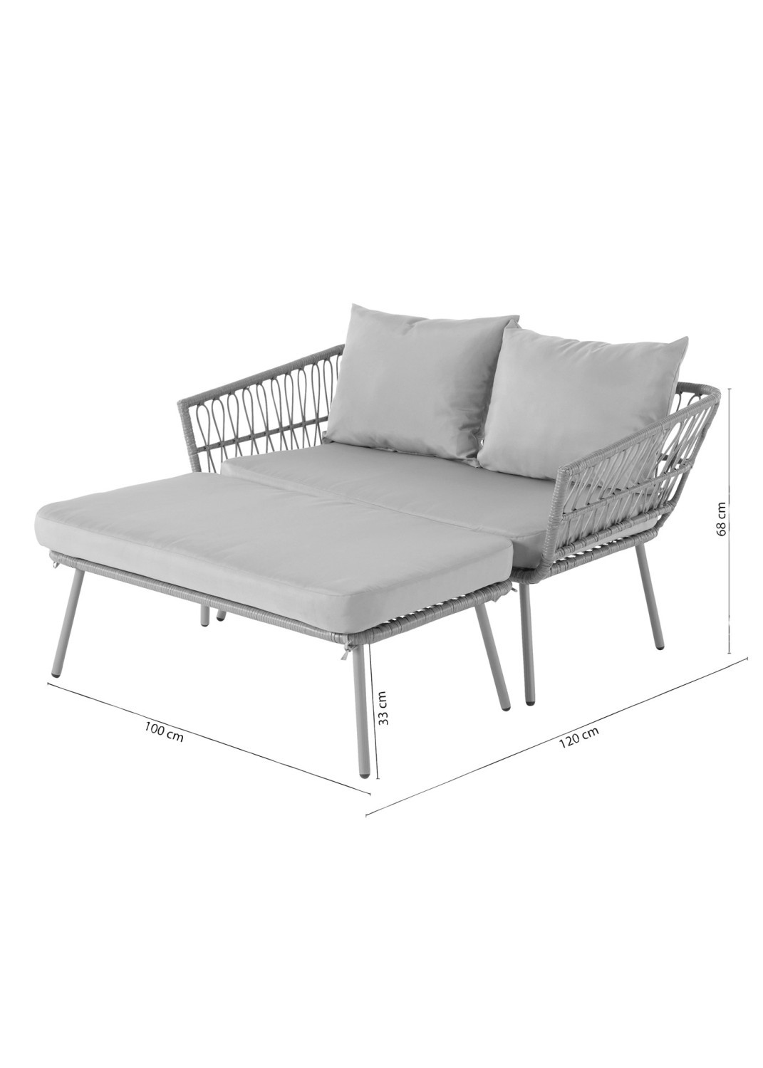 Gartenliege MARIANE - natur-beige - inklusive Kissen