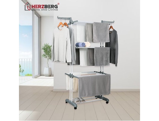 HERZBERG - Séchoir multifonctions 20m d'étendage gris hg8034-gry