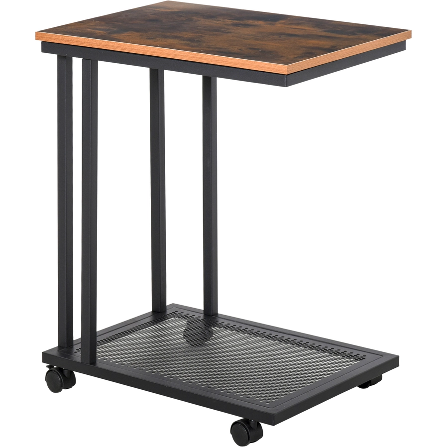 HOMCOM Rollbarer Beistelltisch in C-Form schwarz