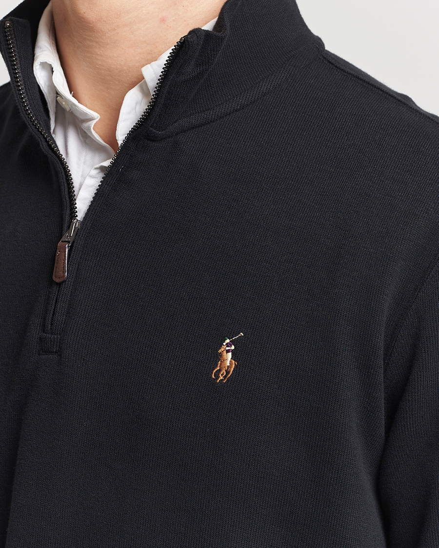 Polo Ralph Lauren Double Knit Jaquard Half Zip Sweater Polo Black