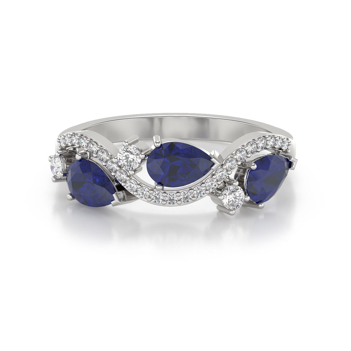 Bague Saphir et diamants sur Argent 925 2.51grs