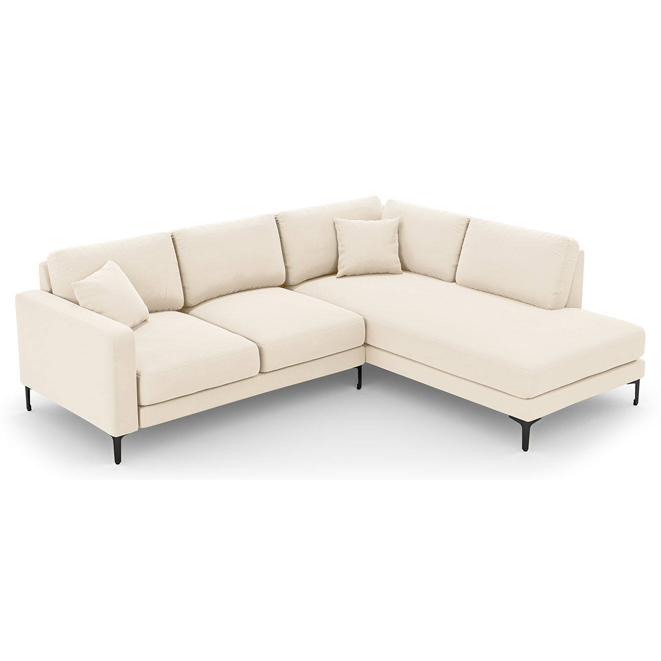 Mazzini Sofas Canapé d'angle Droit Velours Venus 5 Places beige clair - 254x185x90 cm