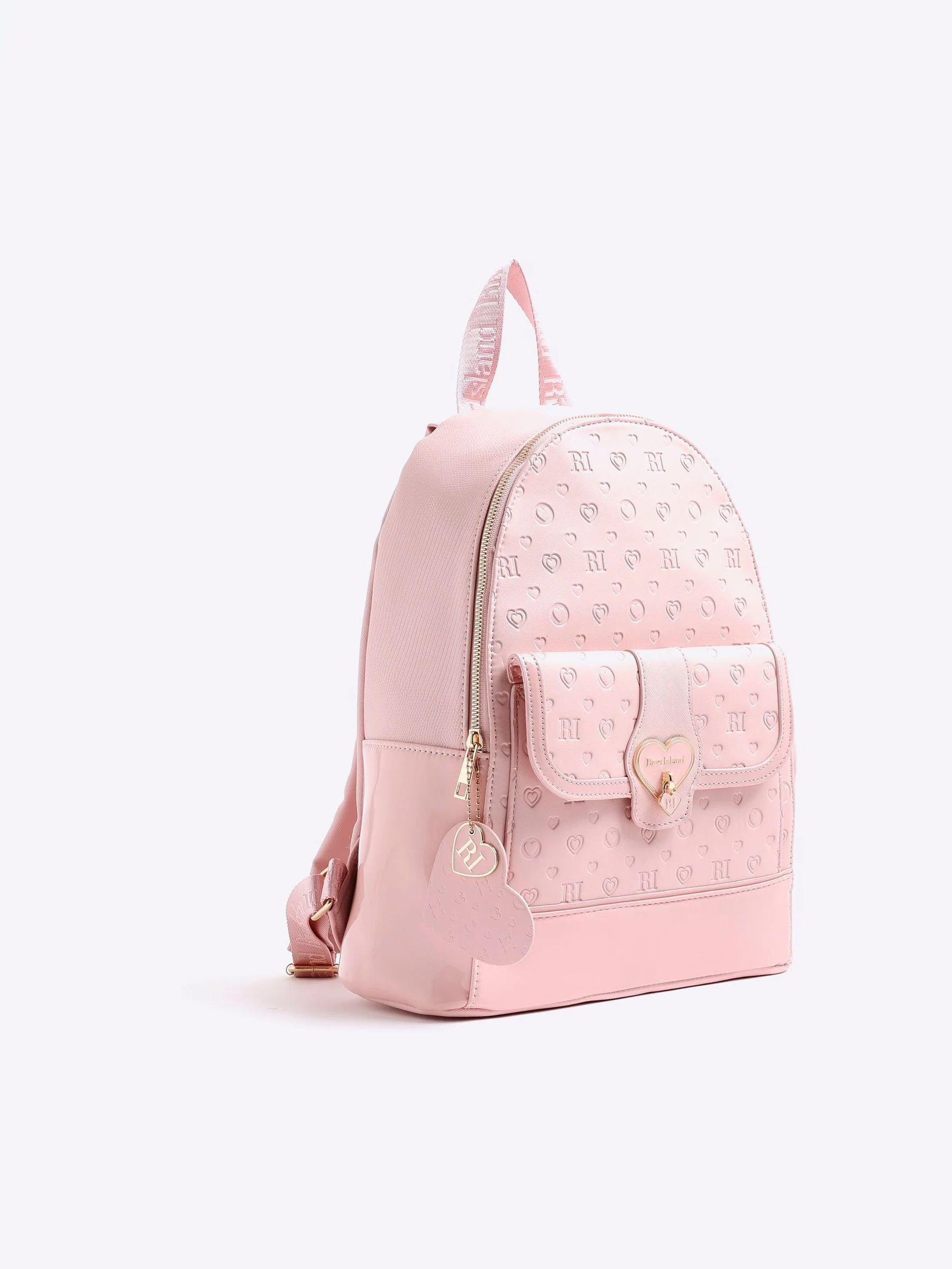 Roze - River Island Heart Lock Pocket Backpack
