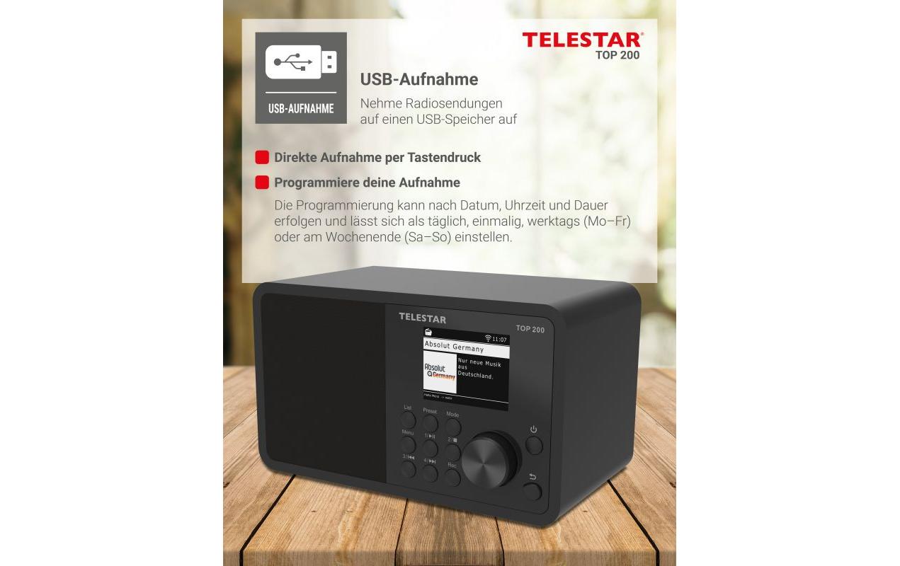 Internet Radio TOP 200 Schwarz<br>Mono-Radio mit DAB+/FM und Internetradio