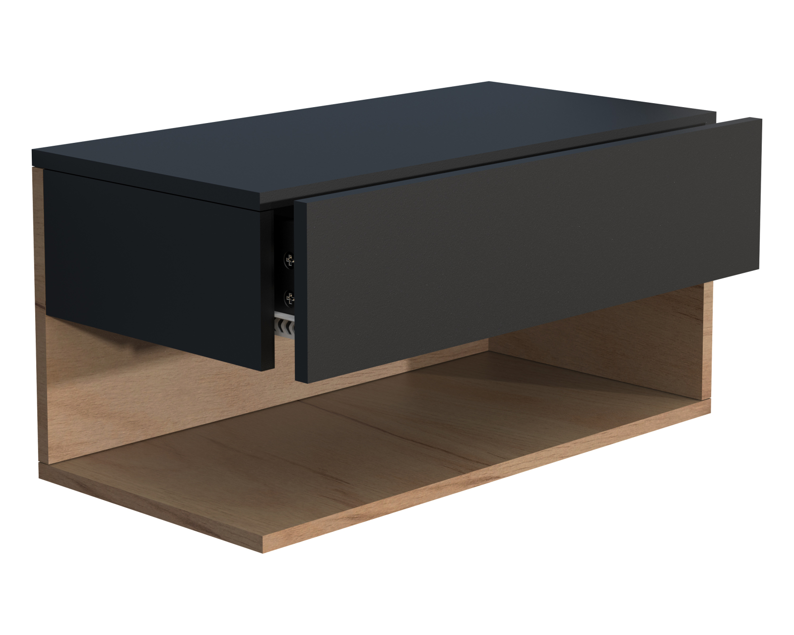 Wandschublade USAL XL - schwarz - Honig Eiche - 60 cm