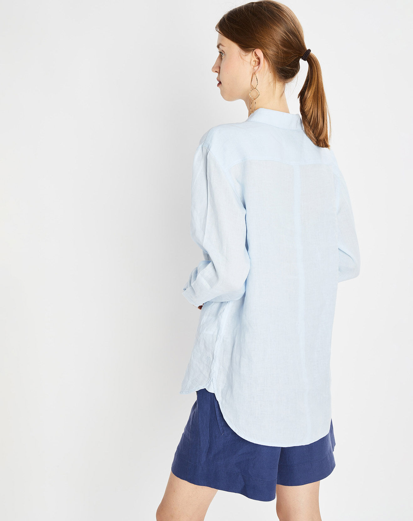 Marc O'Polo Chemise 100% Lin Rana bleu clair