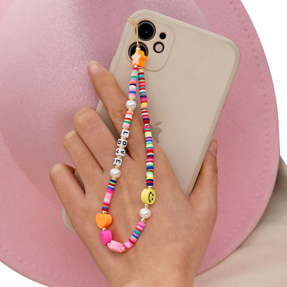 Universal Handy Kette Phone Charms Schmuck Anhänger Handgelenkschlaufe - Smiley (Lila)