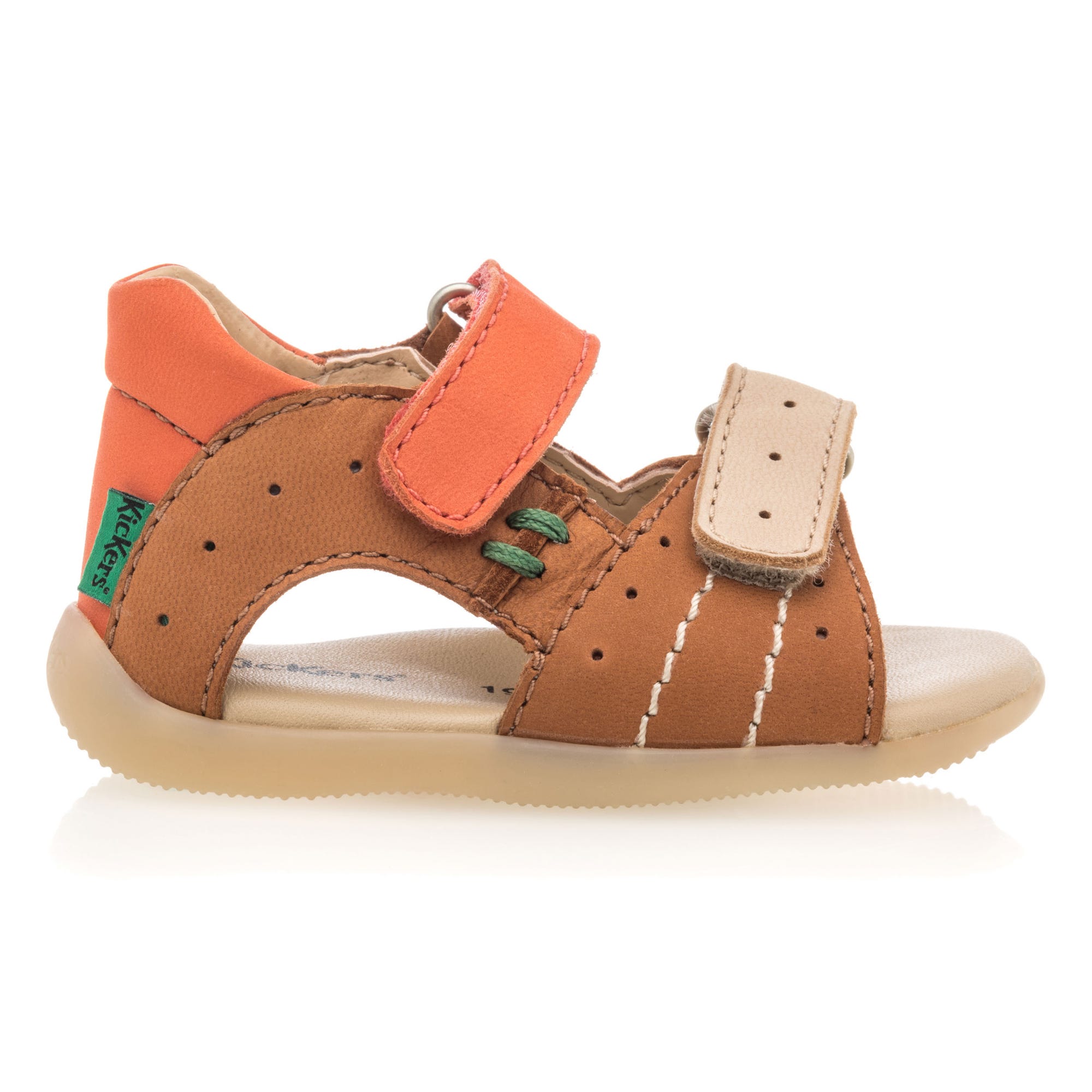 Nu-pieds Bébé garçon en cuir cognac