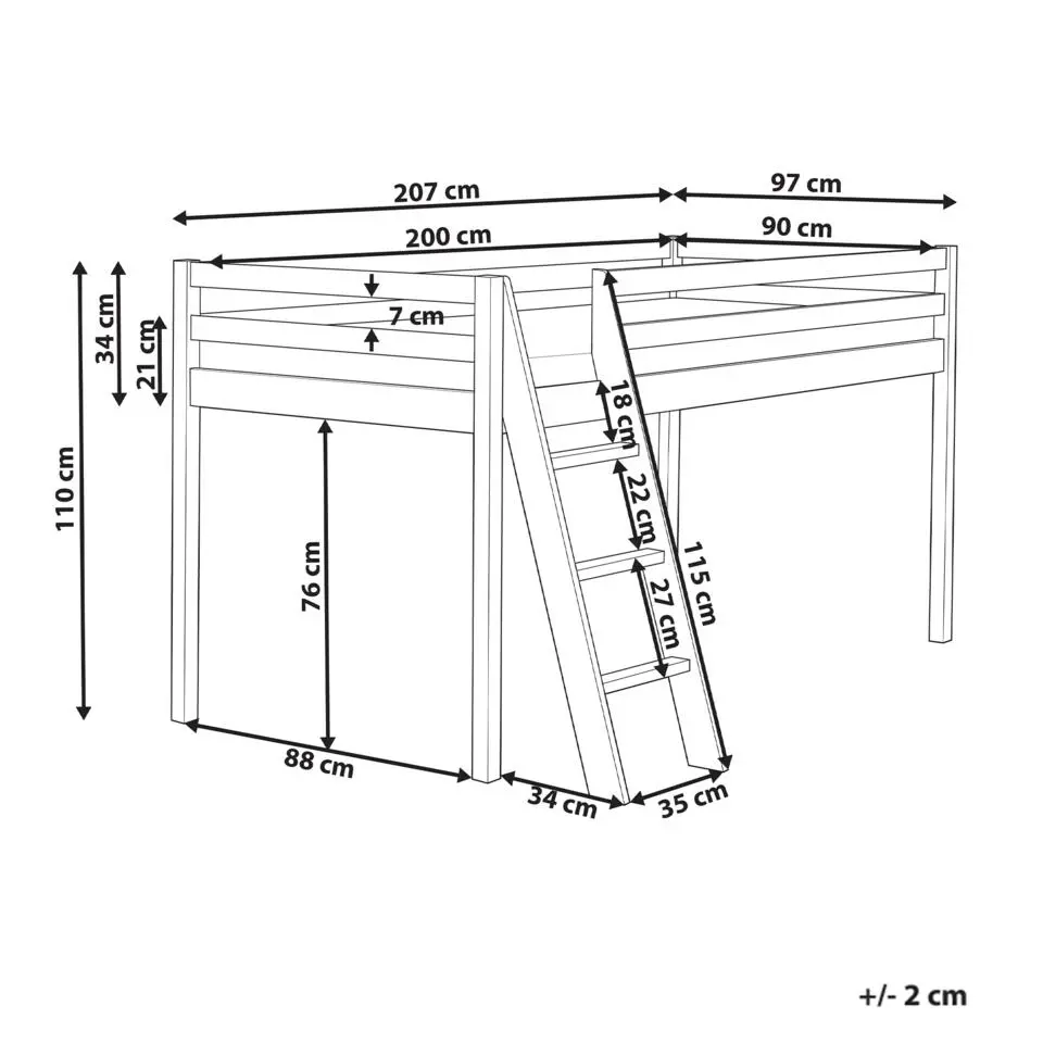 ASCOUX - Kinderbed - Wit - 90 x 200 cm - Dennenhout