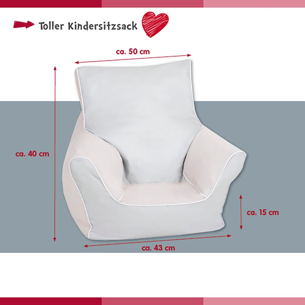 Knorrtoys® Sitzsack »Grey White Stars« für Kinder; Made in Europe