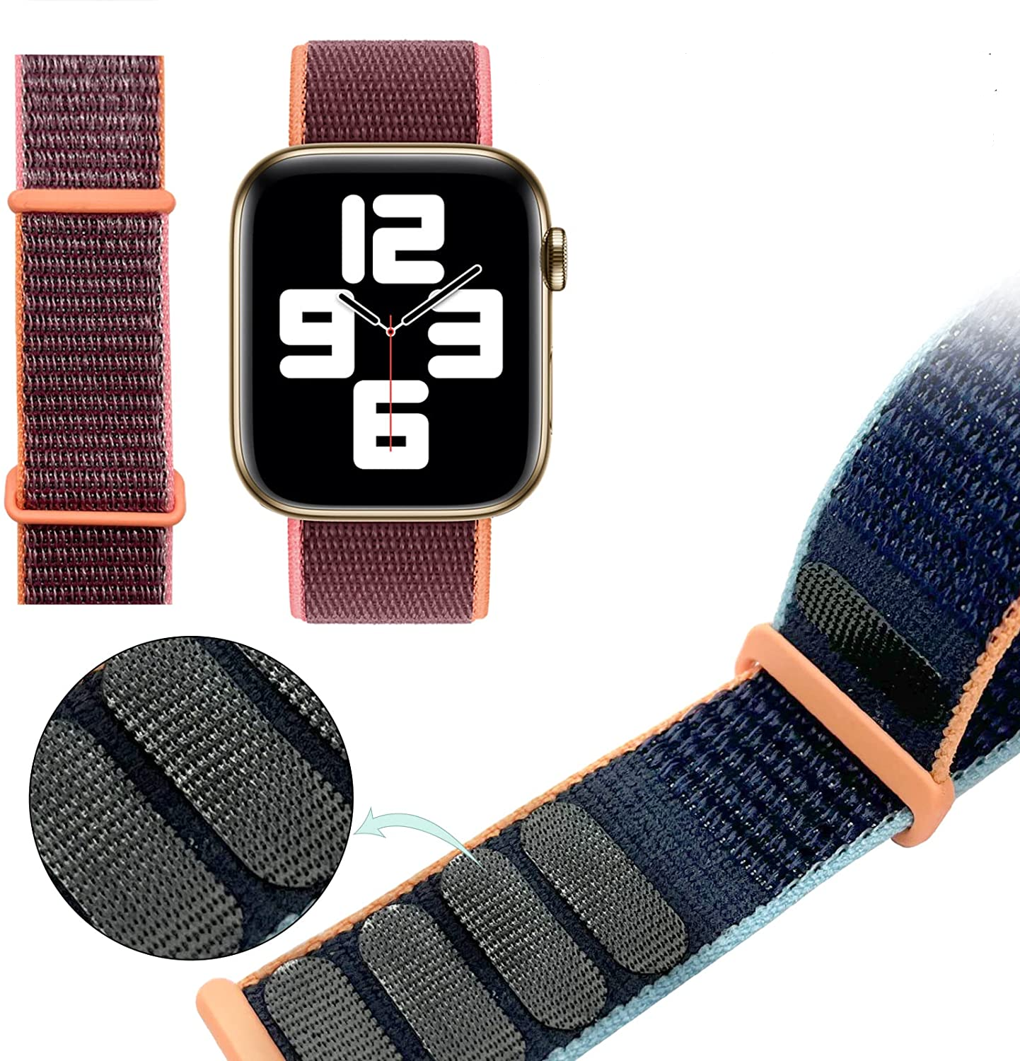 Apple Watch (42/41/40/38 mm) Nylon Ersatz Armband mit Klettverschluss (Gelenkumfang: 170-215mm) - Braun / Lila