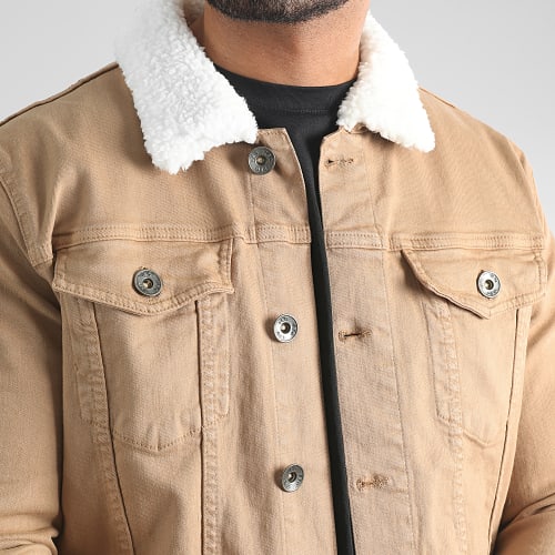 Veste Jean Col Fourrure 1887 Denim Camel