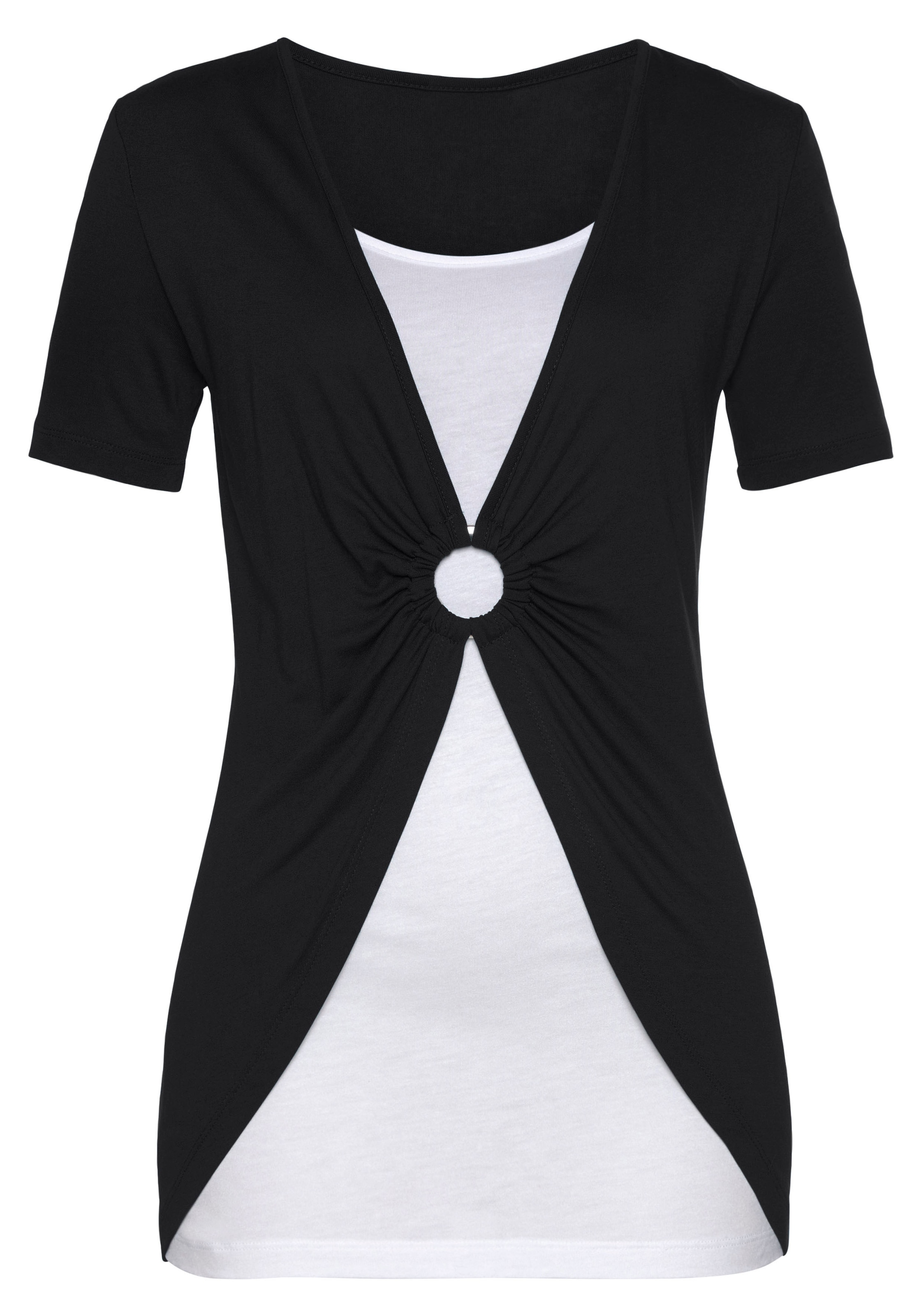 Vivance 2-in-1-Shirt , mit Ringdetail vorne, T-Shirt, Kurzarmshirt, lockere Passform