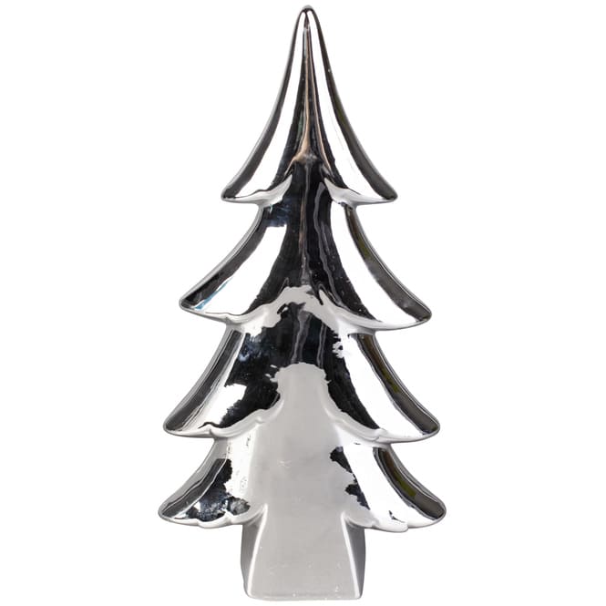 Baum - aus Keramik - 13,5 x 6 x 26,5 cm - silber