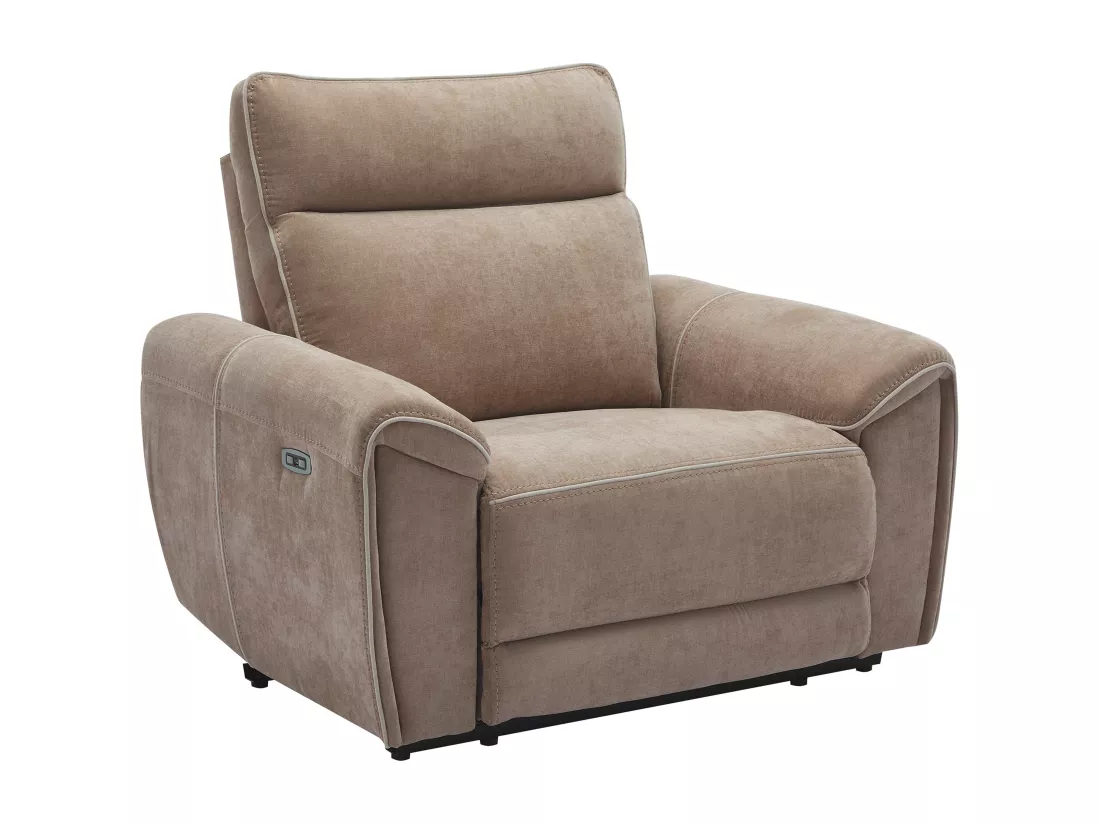 Fauteuil relax électrique en tissu taupe DJARALO